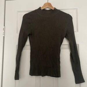 Emerald Green mock turtleneck ribbed sweater